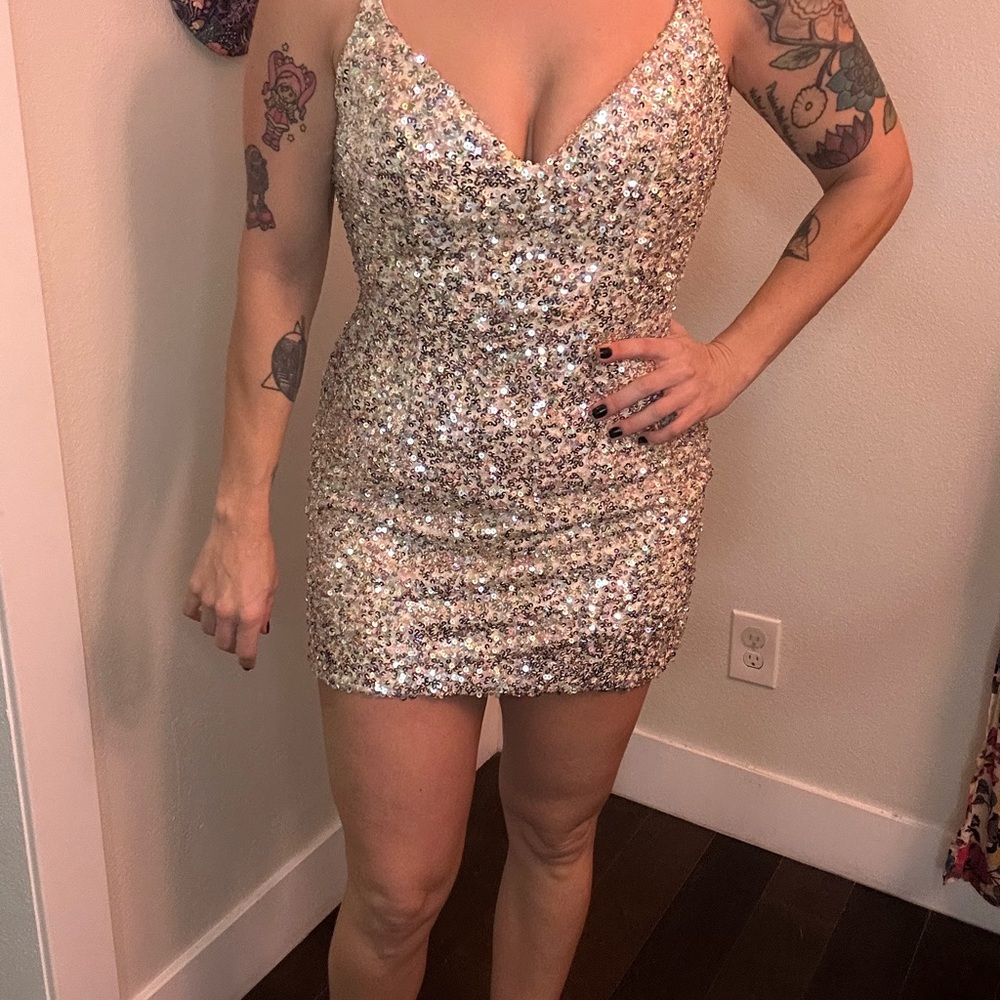 Sequin Mini Dress - Silver/Gold